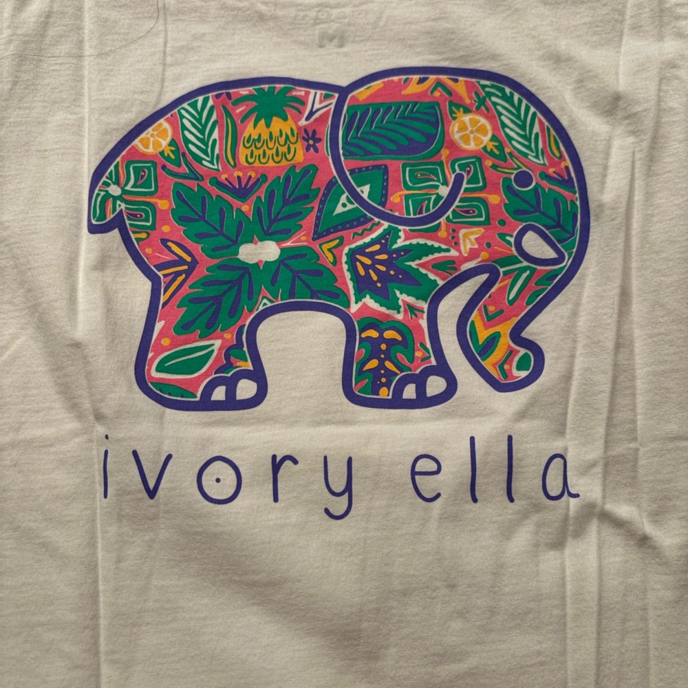 White T-Shirt with Purple Elephant Design - Picture 5 of 5
